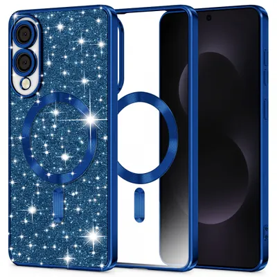 Husa MagSafe pentru Samsung Galaxy S25 Edge S937, Techsuit, Luxury Glitter, Albastra Inchis