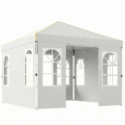 Outsunny Cort Pliabil 3x3 m Pop-up cu UPF50+ 4 Laterale Detașabile Înălțime Reglabilă și Husă de Transport Alb | Aosom Romania
