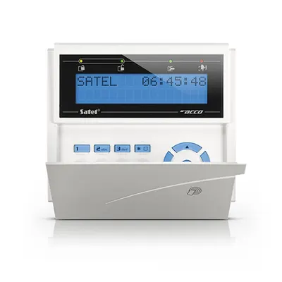 Cititor de proximitate cu tastatura LCD Satel ACCO-KLCDR-BW, 125 kHz, cod, card, buzzer, tamper, alb