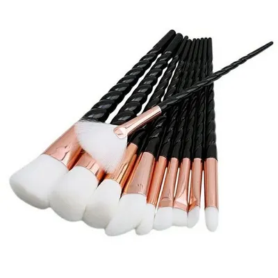 Set 10 Pensule Unicorn Pentru Machiaj, Black Gold - C04