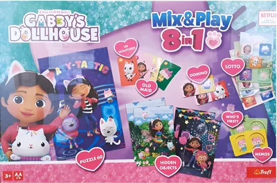 Joc de societate Mix & Play 8 in 1: Gabby's Dollhouse - Pentru copii