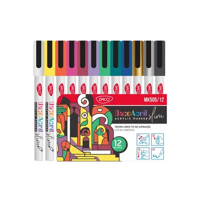 Marker acrilic, MK505/12, 12buc/set Daco