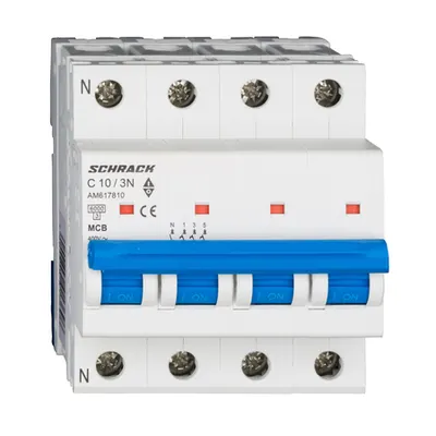 Intreruptor automat modular (MCB) AMPARO 6kA, C 10A, 3P+N