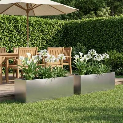 vidaXL Vază pentru Grădină 2 buc. Argintiu 100 x 30 x 30 cm