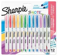 Set markere permanente Sharpie - S-Note, 12 culori