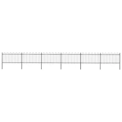 vidaXL Gard de grădină cu vârf circular din oțel, 1005x100 cm, negru