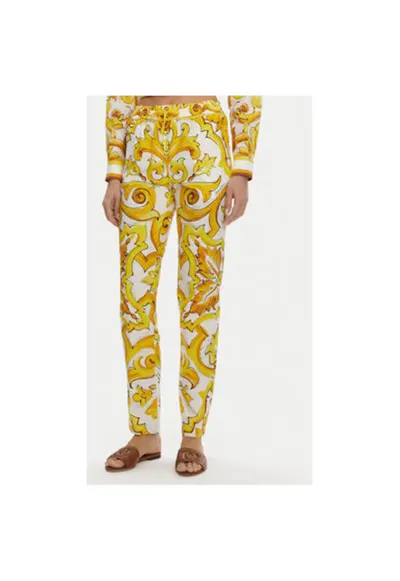 Pantaloni Dama - 305315533 - Bumbac - Galben - Galben