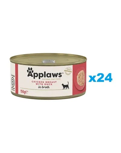 APPLAWS Cat Adult Chicken Breast with Duck in Broth Conserve pentru pisici adulte, cu pui si rata 24x156g