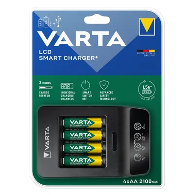 Incarcator acumulatori Ni-Mh, include 4 x AA 2100mAh, 57684 Varta
