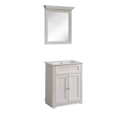 Set Mobilier Baie Cool 6, Alb, Masca, Oglinda si Lavoar, 60cm Lungime