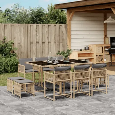 Gossi set mobilier gradina cu perne, 11 piese bej combinat poliratan