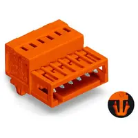 1-conductor male connector; 100% protected against mismating; Snap-in mounting feet; 1.5 mm²; Pin spacing 3.81 mm; 6-pole; 1,50 mm²; orange