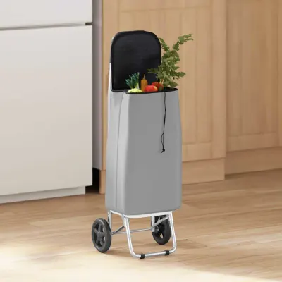 vidaXL Carucior de cumpărături Gri 35 x 28 x 92 cm Tafeta Oxford