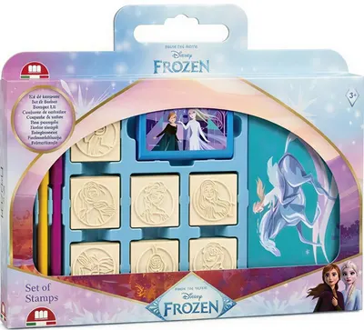 Set de ștampile Multiprint Frozen 2 - 7 bucăți, cu 3 markere