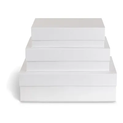Cutii de depozitare albe 3 buc. din carton cu capac 42,5x29,5x13 cm Kian Paper Laminate – Bigso