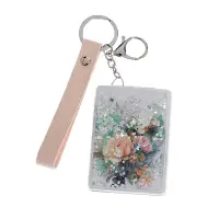 Oglinda portabila cu breloc si model floral pastel