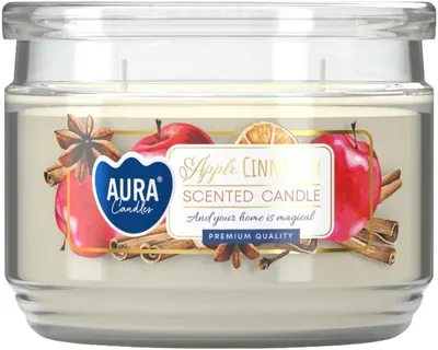 Lumânare parfumată Bispol Aura - Apple and Cinnamon, 280 g