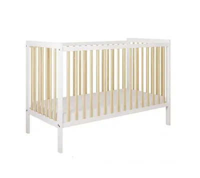 Patut din lemn Nichiduta Lumi AlbNatur cu sistem 3 bare detasabile,vopsea ecologica pe baza de apa,somiera reglabila pe 3 nivele de inaltime,dimensiune interioara 120x60 cm