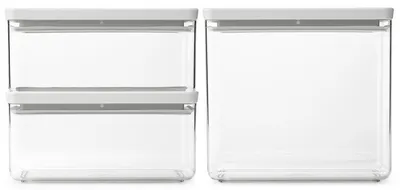 Set cutii pentru depozitarea produselor Brabantia - Tasty+ Stackable, Light Grey, 3 buc