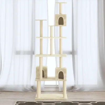 vidaXL Ansamblu pisici cu stâlpi din funie de sisal, crem, 188 cm