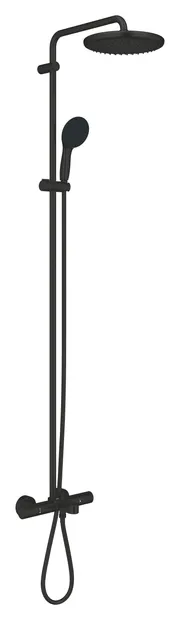 Sistem dus Grohe Vitalio 250, aparent, 250 mm, termostat, pipa cada, 1 functie, mat, negru, 269882431
