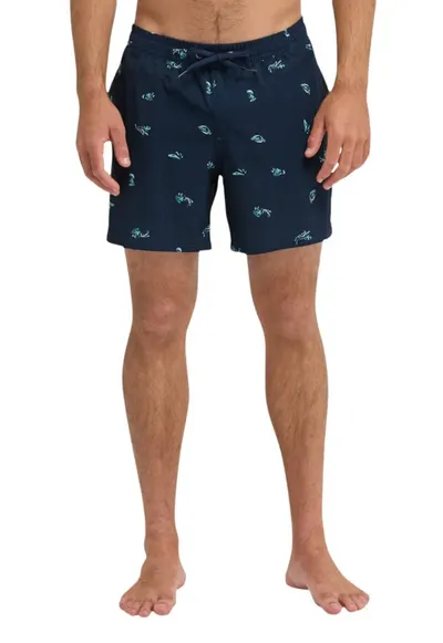 Pantaloni scurti de baie cu snururi si model abstract