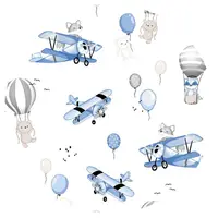 Lenjerie patut cu 3 piese MimiNu 120x60 cm blue plane