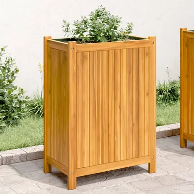 vidaXL Jardinieră de grădină cu căptușeală, 54x31x75 cm, lemn acacia