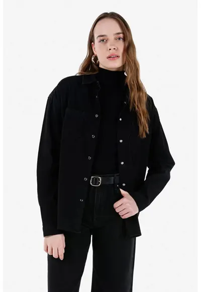 Camasa Cu Maneca Lunga De Dama Negru Regular Fit CL1067256