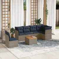Gossi set canapele de gradina cu perne, 7 piese, gri, poliratan