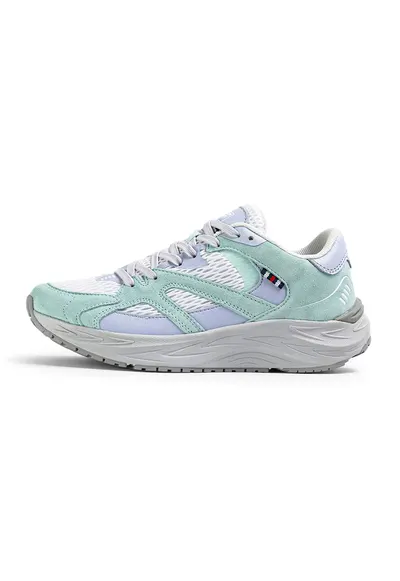 Pantofi sport wedge din plasa cu garnituri din piele Neon - Albastru pastel/Albastru glaciar