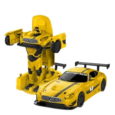 Jucărie metalică Rastar - Robot transformabil/Mercedes-Benz GT3, 1:32, galben