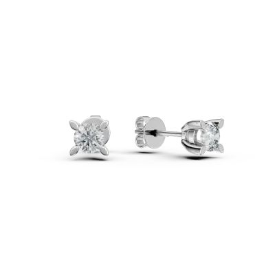 Cercei din aur alb cu diamante solitaire de 0.5ct