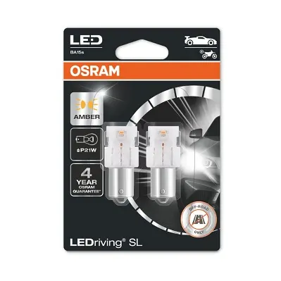Set 2 Becuri Auxiliare Cu Led 12V (P21W) Amber Bli Osram