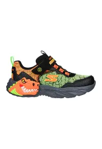 Pantofi sport cu LED-uri cu tematica dinozaur - Negru/Portocaliu/Verde lime