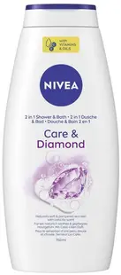 Nivea Gel de duș 2 în 1 și spumă de baie Care &amp; Diamond, 750 ml