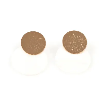 Cercei eleganti alb si auriu cu design minimalist