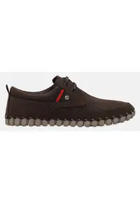 Pantofi din piele nabuc cu perforatii