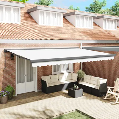 vidaXL Copertină retractabilă Alb 500 x 300 x 165 cm Stofă și Metal