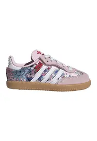Pantofi sport Samba cu model si garnituri de piele intoarsa - Roz pastel/Alb optic/Multicolor