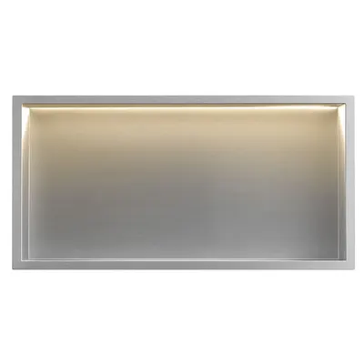 Raft baie incastrat in perete 30x60 cm, otel periat, cu LED, Rea