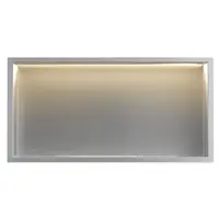 Raft baie incastrat in perete 30x60 cm, otel periat, cu LED, Rea