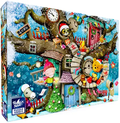 Puzzle Black Sea din 1000 piese - Crăciunul locuitorilor pădurii