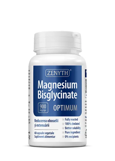 Magnesium Bisglycinate Optimum 900mg, 60 capsule vegetale, Zenyth
