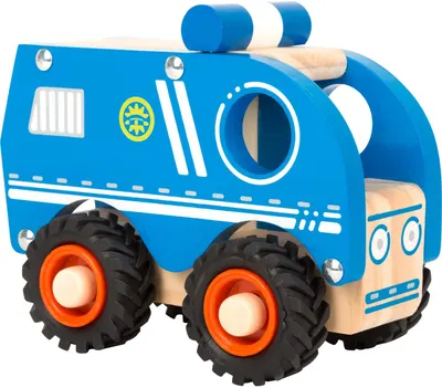 Jucarie din lemn Small Foot - Masina de politie, albastra