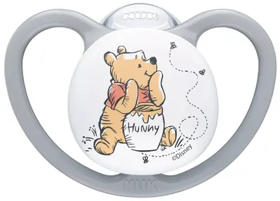 Suzetă din silicon NUK Perfect Match Air - 6-18 luni, Winnie de Plu, gri