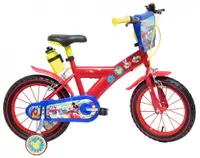 Bicicleta pentru copii Denver Mickey Mouse 16 inch, frana de mana pe ambele roti, scaun si ghidon ajustabile, roti ajutatoare detasabile