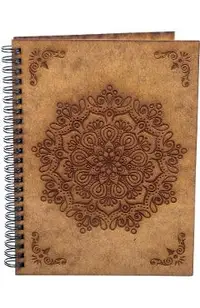 Agenda din lemn: Mandala model indian
