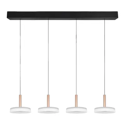 Lustră neagră-albă/aurie LED cu intensitate reglabilă cu abajur din sticlă Celeste – Trio
