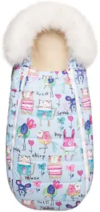 Geantă de cărucior universal cu lână de oaie DoRechi - Baby XS, albastru cu desene